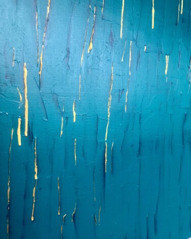 绘画 标题为“Aqua Blue Abstract…” 由Dutch Montana, 原创艺术品, 油 安装在木质担架架上