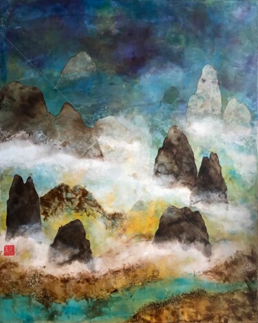 Painting titled "Abstract Shan Shui" by David Vall, Original Artwork, Acrylic