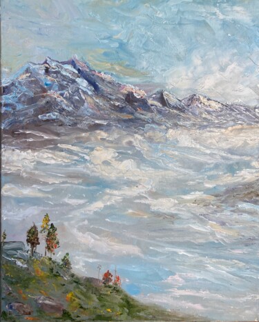 Peinture intitulée "Nebel in den Bergen" par Lusie Schellenberg, Œuvre d'art originale, Huile