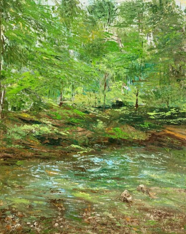 Pittura intitolato "Freshness of greene…" da Lusie Schellenberg, Opera d'arte originale, Olio