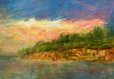 Painting titled "Sunset" by Lusie Schellenberg, Original Artwork, Oil