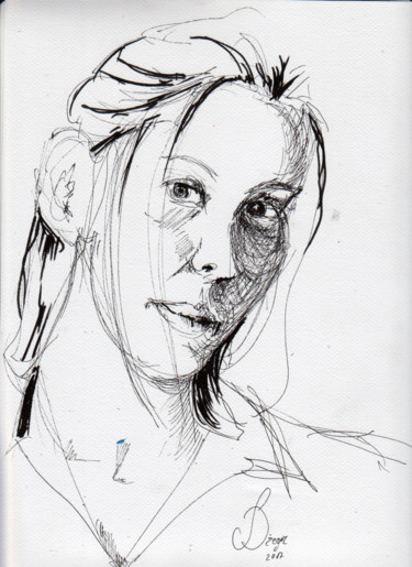 Zeichnungen mit dem Titel "damenportrait.jpg" von Dzogaz, Original-Kunstwerk, Tinte
