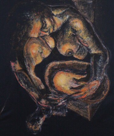 Painting titled "The caress" by Dzovig Arnelian, Original Artwork, Pastel