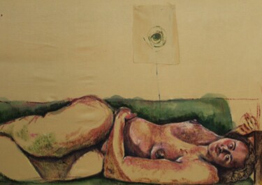 Painting titled "Reclining Figure" by Dzovig Arnelian, Original Artwork, Acrylic