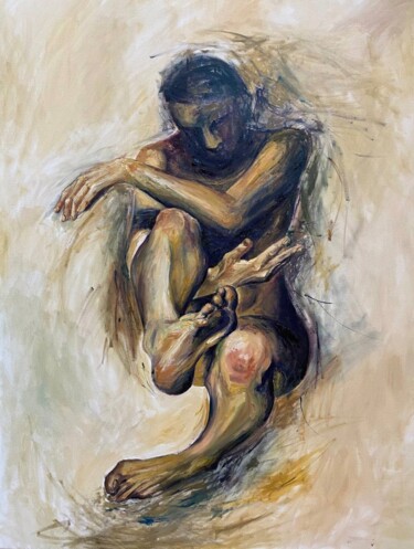 Painting titled "In solitude" by Anastazja Dżupina, Original Artwork, Oil