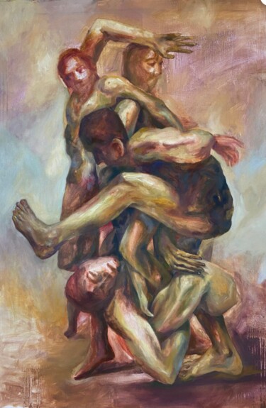 Картина под названием "We are united" - Anastazja Dżupina, Подлинное произведение искусства, Масло