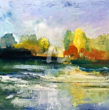 Schilderij getiteld "Reflets Garonne 80x…" door Eliane Boivin, Origineel Kunstwerk, Olie