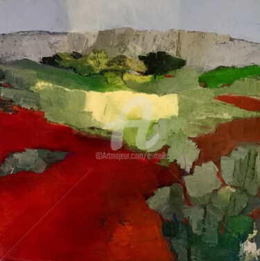 Peinture intitulée "Chemins rouges (3)" par Eliane Boivin, Œuvre d'art originale, Huile