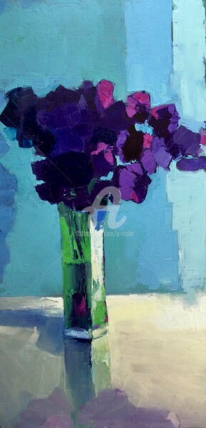 Painting titled "Vase vert" by Eliane Boivin, Original Artwork, Oil