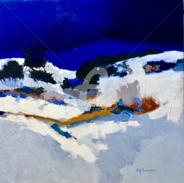 Pintura intitulada "Paysage de neige" por Eliane Boivin, Obras de arte originais, Óleo