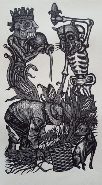 "Collectiviy" başlıklı Baskıresim E. Robledo tarafından, Orijinal sanat, Linocut