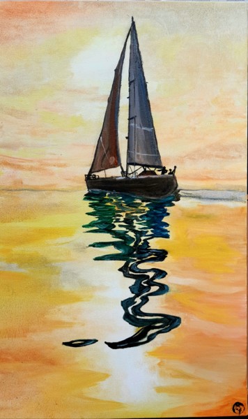 Painting titled "Mer d'huile" by E4sound, Original Artwork, Oil