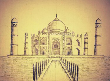 "Taj in Monochrome" başlıklı Resim Eaka Srivastava tarafından, Orijinal sanat, Grafit