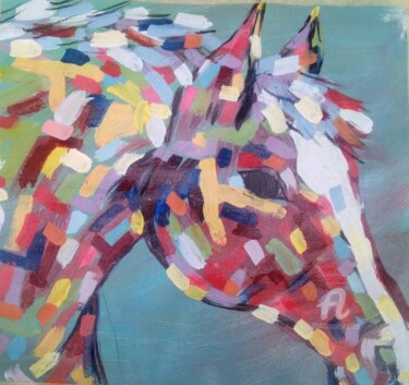 Malarstwo zatytułowany „Ashanti horse” autorstwa Ebenezer Kwesi Ofori Appiah, Oryginalna praca, Akryl