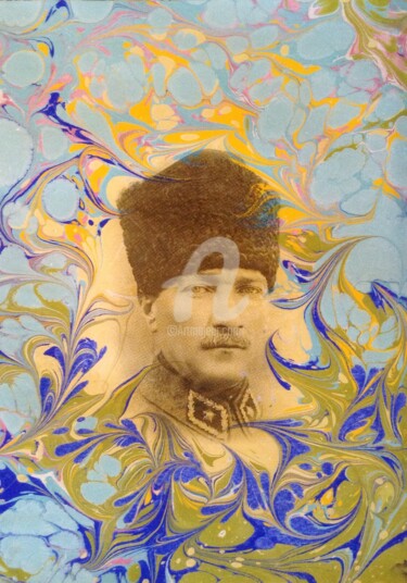 Malerei mit dem Titel "Atatürk 10" von Ebru Sanatçısı, Original-Kunstwerk, Aquarell
