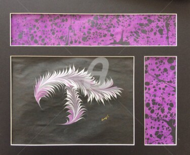 "beyaz lila" başlıklı Tablo Ebru Sanatçısı tarafından, Orijinal sanat, Pigmentler