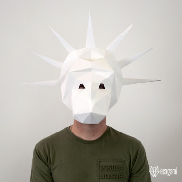 Sculpture intitulée "Masque à assembler…" par Ecogami, Œuvre d'art originale, Papier