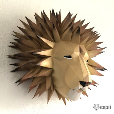 雕塑 标题为“Trophée de lion amu…” 由Ecogami, 原创艺术品, 纸
