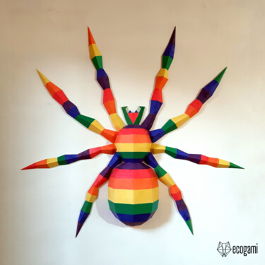 Sculpture titled "Araignée à assemble…" by Ecogami, Original Artwork, Paper