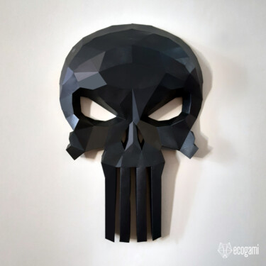 Escultura intitulada "Crâne du Punisher s…" por Ecogami, Obras de arte originais, Papel