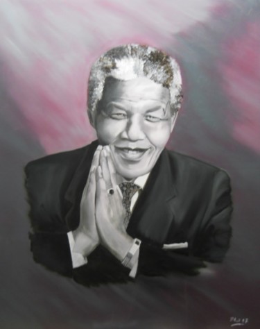 Peinture intitulée "Nelson Mandela" par Phil, Œuvre d'art originale, Huile