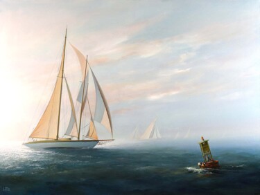 Ζωγραφική με τίτλο "Sailing Four" από Ed Little, Αυθεντικά έργα τέχνης, Λάδι