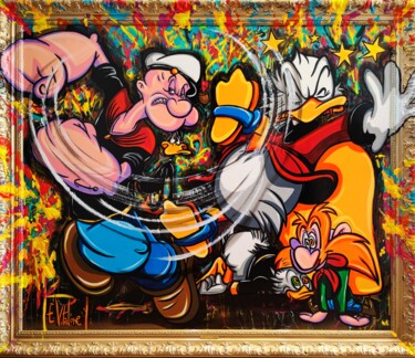 Malerei mit dem Titel "La colère de popeye" von Eddy Vitalone, Original-Kunstwerk, Acryl Auf Keilrahmen aus Holz montiert