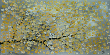 Painting titled "Golden Spring" by Edelgard Schroer, Original Artwork, Acrylic Mounted on Wood Stretcher frame