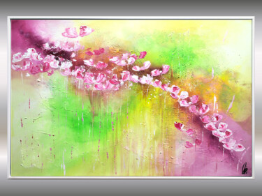 Painting titled "Wild Spring" by Edelgard Schroer, Original Artwork, Acrylic Mounted on Wood Stretcher frame