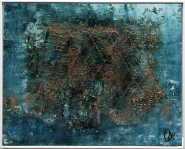 Schilderij getiteld "Misty Blue" door Edelgard Schroer, Origineel Kunstwerk, Acryl Gemonteerd op Frame voor houten brancard