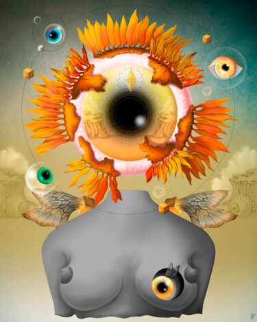 Digitale Kunst getiteld "SUN" door Edgar Guillermo Soteras Figueroa, Origineel Kunstwerk, Digitaal Schilderwerk
