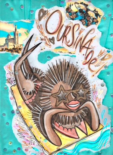 「Oursinade !」というタイトルの描画 Edie Tempierによって, オリジナルのアートワーク, 水彩画