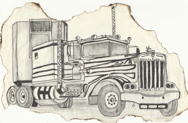 Desenho intitulada "Un camion" por Edith Bos Boyer (EDITH DONC), Obras de arte originais, Lápis