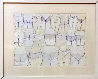 图画 标题为“J'ai 20 culs” 由Edith Donc, 原创艺术品, 圆珠笔
