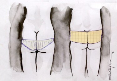 Collages titulada "Beau caleçon" por Edith Donc, Obra de arte original, Tinta