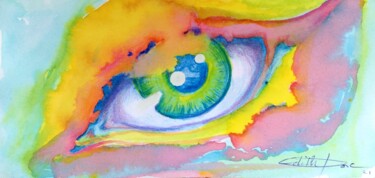 Desenho intitulada "Blue eye" por Edith Donc, Obras de arte originais, Tinta