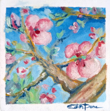 Pintura intitulada "Cerisier" por Edith Donc, Obras de arte originais, Óleo