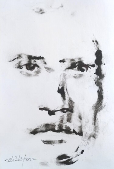 Gravures & estampes intitulée "The face" par Edith Donc, Œuvre d'art originale, Monotype