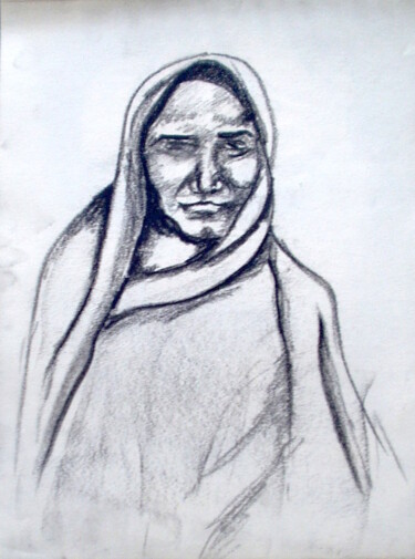 Drawing titled "Nomade" by Edith Donc, Original Artwork, Pencil