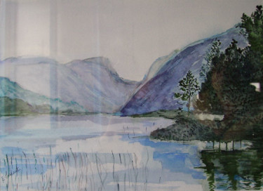 Peinture intitulée "Lac de montagne" par Edith Guinet, Œuvre d'art originale