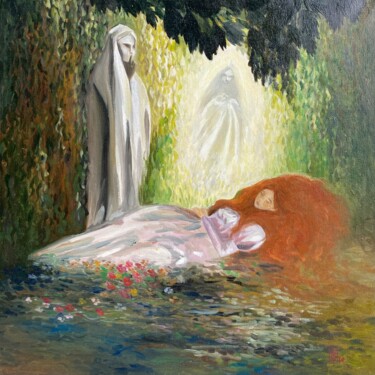 Pintura intitulada "SUMMER TAKING A NAP" por Edith Nurla, Obras de arte originais, Óleo Montado em Armação em madeira