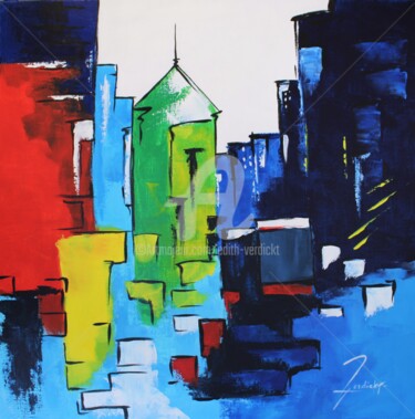 Painting titled "Ambiance Urbaine III" by Edith Verdickt, Original Artwork, Acrylic