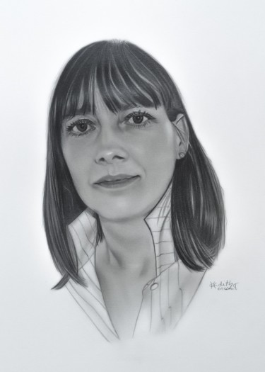 Dibujo titulada "Portrait 2" por Edith Hersant, Obra de arte original, Grafito