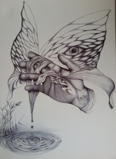 Drawing titled "Una notte" by Edoardo Lima, Original Artwork, Ballpoint pen