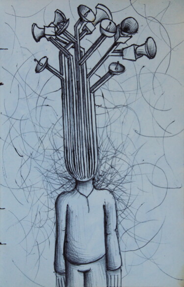 Drawing titled "Le transmetteur" by Edouard Leruste, Original Artwork, Ballpoint pen