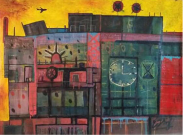 Pintura titulada "Paisaje urbano 3" por Eduard Diaz, Obra de arte original, Esmalte