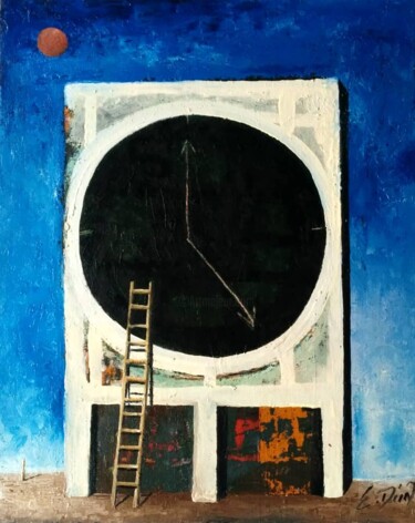 Картина под названием "Reloj" - Eduard Diaz, Подлинное произведение искусства, Масло Установлен на Деревянная рама для носил…