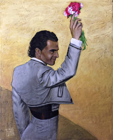 Malerei mit dem Titel "Iván Fandiño" von Eduardo Jiménez Aguirre, Original-Kunstwerk, Acryl