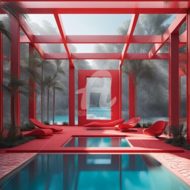 Digitale Kunst getiteld "future red pool" door Eduardo Vidal, Origineel Kunstwerk, Digitaal Schilderwerk