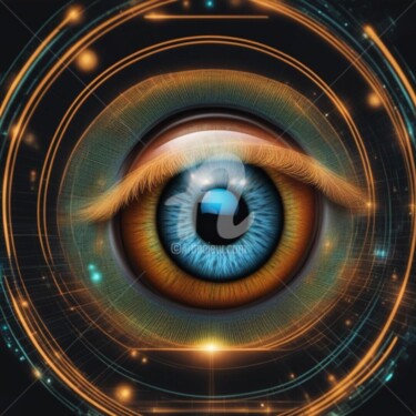 Digitale Kunst getiteld "synthetic eye of th…" door Eduardo Vidal, Origineel Kunstwerk, Digitaal Schilderwerk